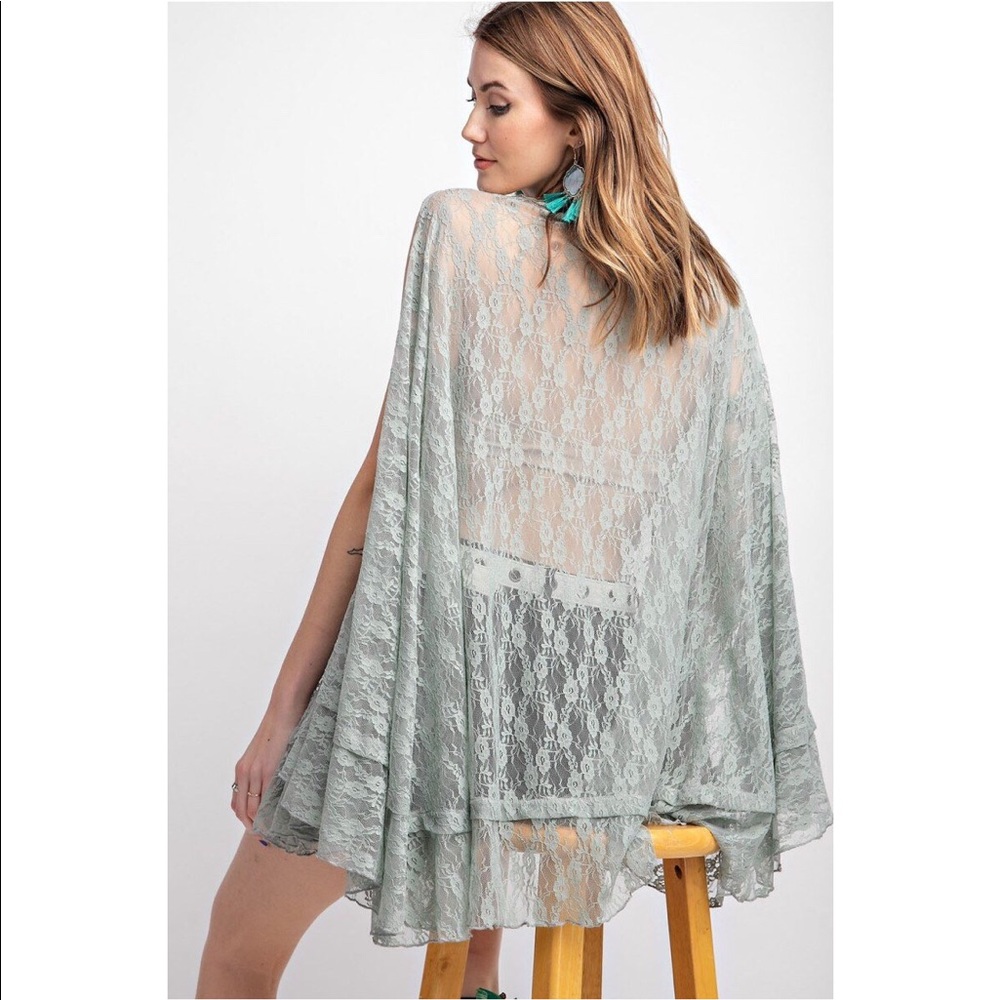 Faded Sage Flyaway Swing Lace Tunic - Picture 3 of 7